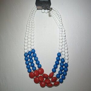 Paparazzi Beach Bauble - Multi Red White and Blue Beads Necklace
